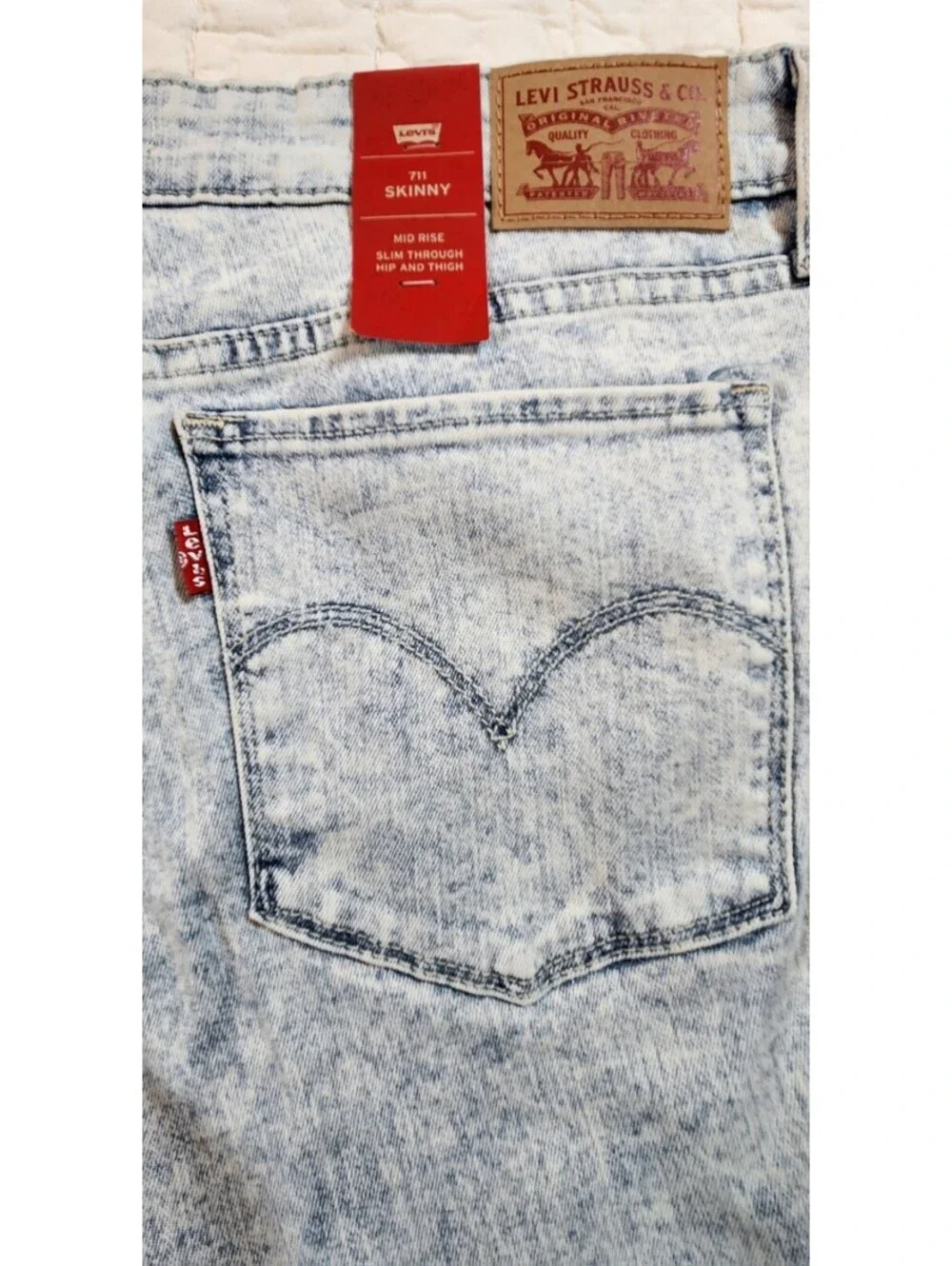 NWT Levi's 711 Skinny Jeans Men's 32x32 Light Acid Wash Denim
